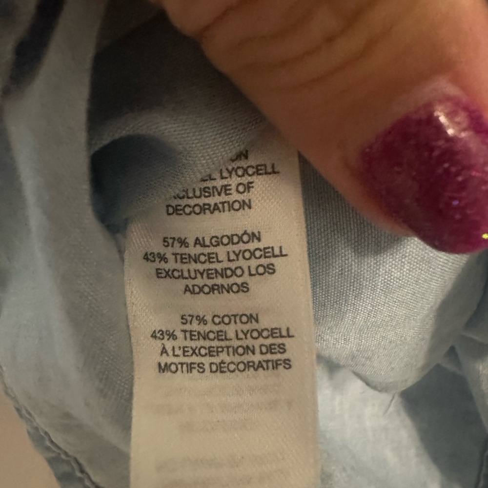 Chico's Light Blue Denim Shirt with Embellishments - Picture 5 of 7
